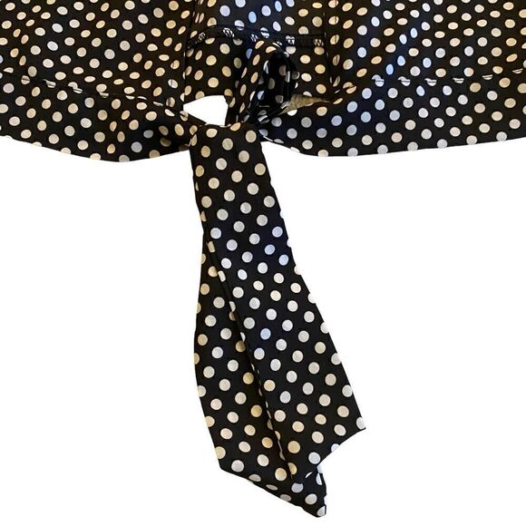 EUC Missy B Blouse with Open Back in Black with White Polka Dots - Picture 7 of 10